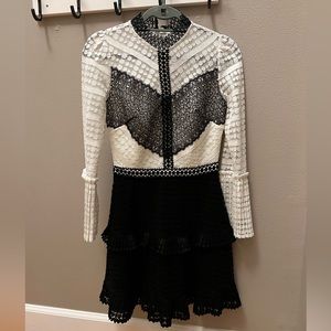 Black white lace dress